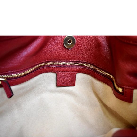 GUCCI  Horsebit 1955 Leather Messenger Bag Red - Picture 12 of 13